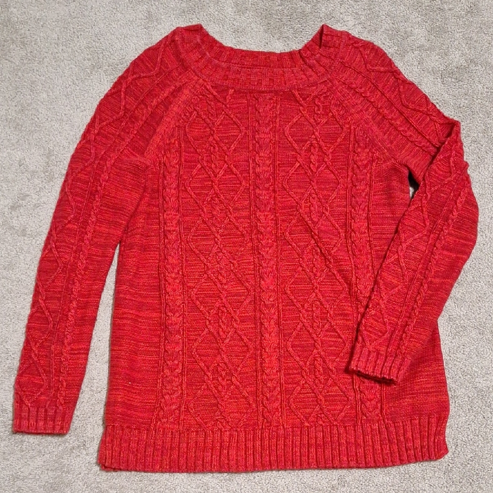 GAP Vibrant Red Cable Knit Sweater